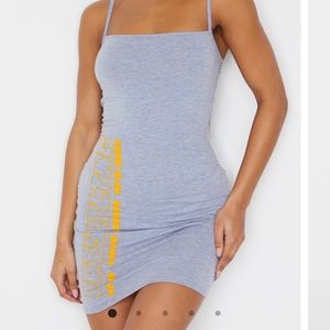 Grey city strappy body con dress